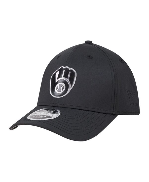 ニューエラ メンズ アクセサリー 帽子 トール New Era Mens Black Milwaukee Brewers Metallic 39THIRTY MCrown Flex Hat Black