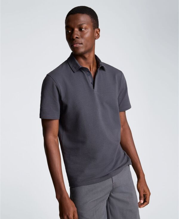 ケネスコール メンズ トップス ポロシャツ Kenneth Cole Menseersucker ClassicFit Polo Shirt Charcoal チャコール