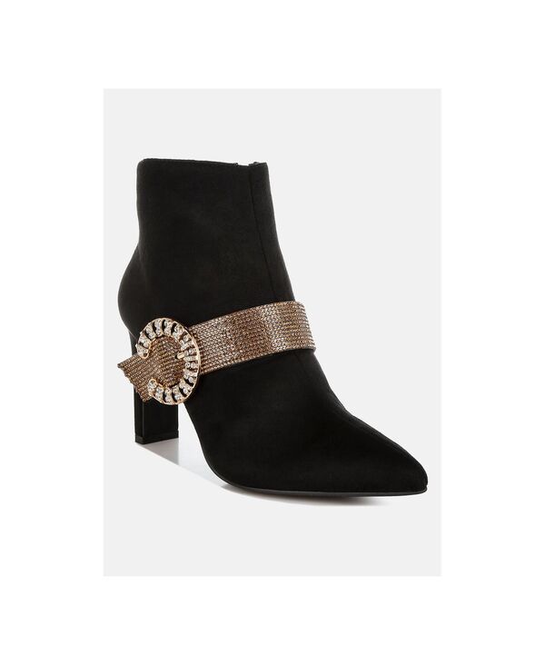 ラグアンドコー レディース シューズ ブーツ・レインブーツ Rag Co Rag and Co Womens Asagao Diamante and Rhinestonestrap Boots Bla