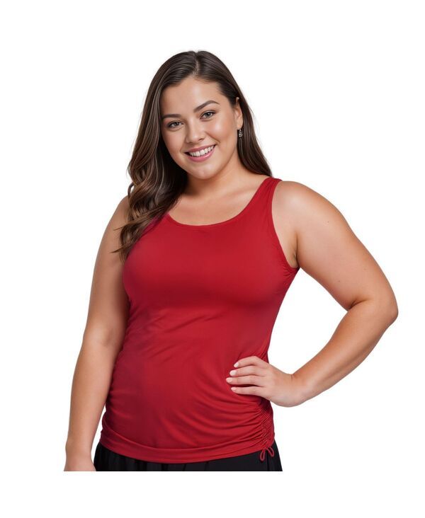 カリプサ レディース 水着 トップのみ プラスサイズ Calypsa Womens Plusize Maya Tankini Swim Top With Built In Bra Red レッド