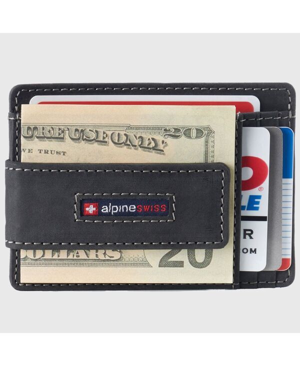 アルパインスイス メンズ アクセサリー 財布 ミニ レザー Alpine Swiss Harper Mens RFID Slimoney Clip Front Pocket Wallet Minima