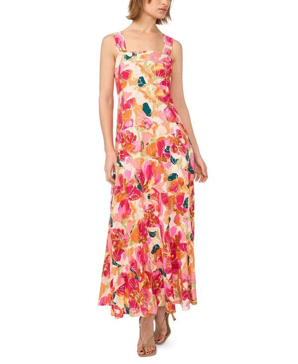 ミスク レディース トップス ワンピース プチ マキシ MSK Petite Square Neck Challis Maxi Dress Granita