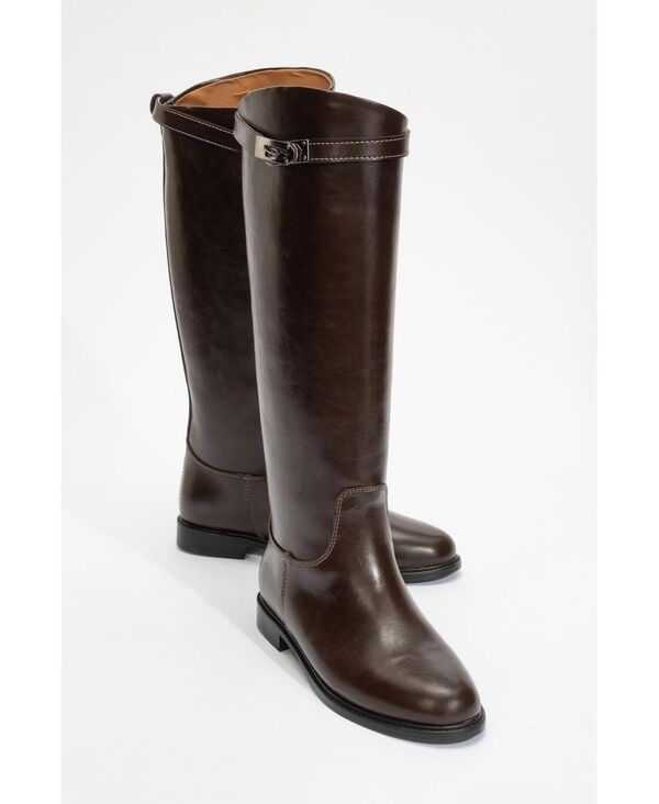 プロローグシューズ レディース ブーツ・レインブーツ Prologue Shoes Womens Yoko Knee High Boot Brown faux leather ブラウン