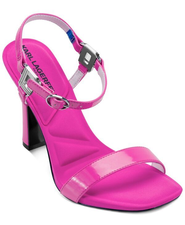 カール ラガーフェルド レディース シューズ サンダル ヒール KARLAGERFELD PARIS Womens Cybil HighHeel SquareToe Sandals Fuchsia フ