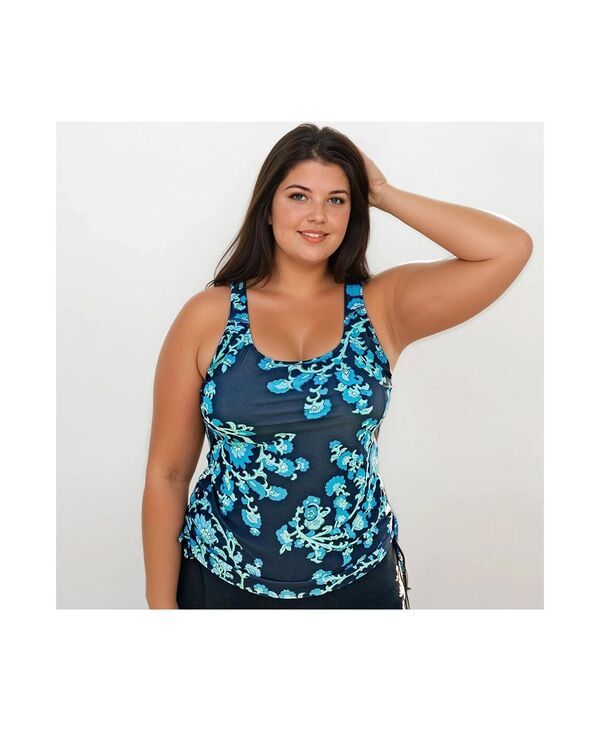 カリプサ レディース 水着 トップのみ プラスサイズ Calypsa Womens Plusize Maya Tankini Swim Top With Built In Bra Barbados b