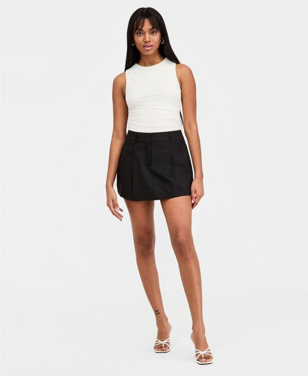 バースリー レディース ボトムスカート プリーツ ミニ Bar III Womens Pleated Suiting Mini Skort Black ブラック