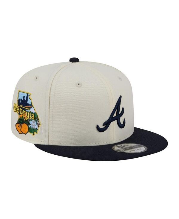 ニューエラ メンズ アクセサリー 帽子 New Era Mens CreamNavy Atlanta Braves Localized 9FIFTY Snapback Hat Cream Navy ク
