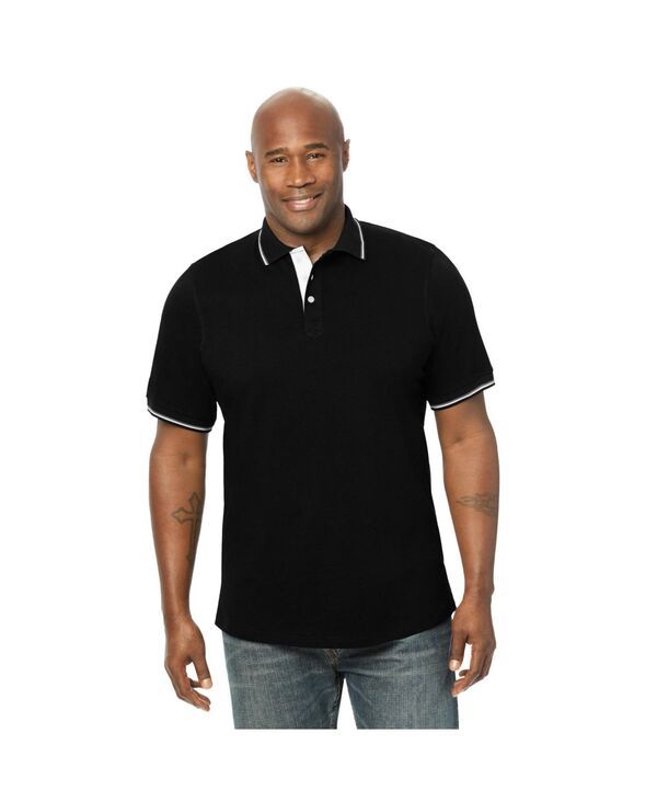 キングサイズ メンズ トップス ポロシャツ トール KingSize Big Tall Double Tipped Polo Black ブラック