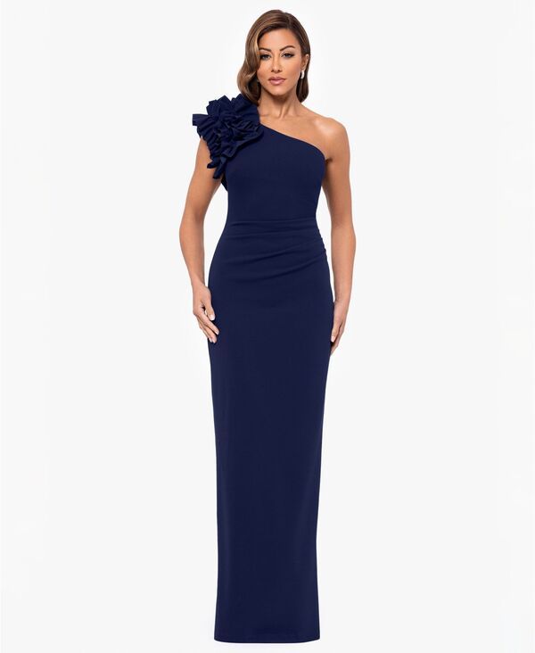 エスケープ レディース トップス ワンピース フリル ワンショルダー XSCAPE Womens OneShoulderuffle Ball Gow navy ネイビー