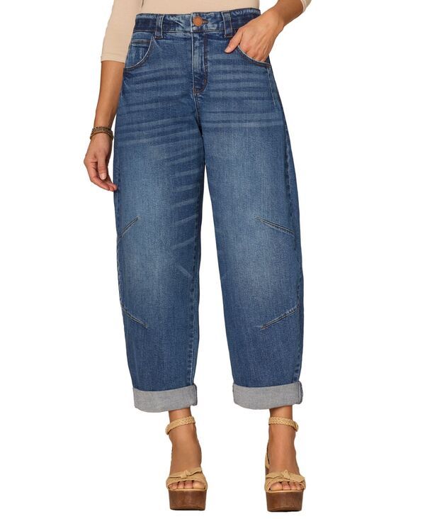デモクラシー レディース ボトムス デニムパンツ プチ ジーンズ Democracy Petite Skyrise BarrelLeg SkyRise Jeans Mid Blue Artisanal