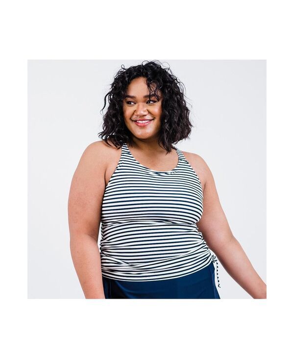 カリプサ レディース 水着 トップのみ プラスサイズ Calypsa Womens Plusize Maya Tankini Swim Top With Built In Bra Navy sunsh