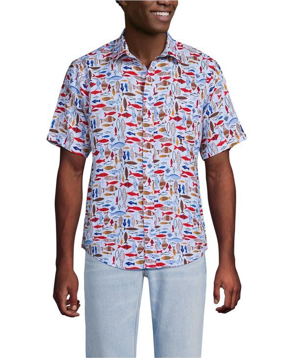ランズエンド メンズ トップス シャツ トール リネン Lands End Big Tall Traditional Fit Short Sleeve Linen Shirt Cherry fishs