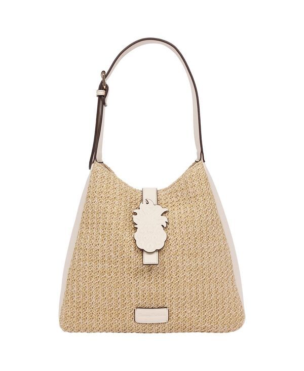 トッミーバハマ レディース バッグ ロゴ Tommy Bahama Logo Tab Raffia Hobo Bag Woven Straw Shoulder Bag with Pineapple A