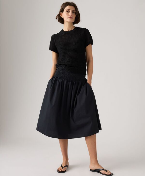 リーバイス レディース アウター ニット・セーター 半袖 Levis Womens Isabelle Crochet ShortSleeve Sweater Anthracite Night
