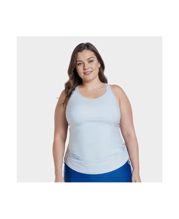 カリプサ レディース 水着 トップのみ プラスサイズ Calypsa Womens Plusize Maya Tankini Swim Top With Built In Bra Dusty blue