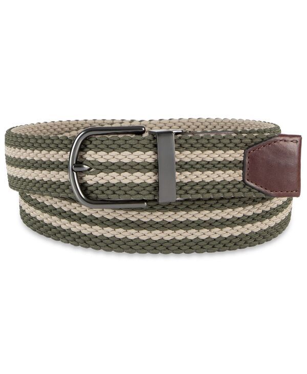 コールハーン メンズ アクセサリー ベルト Cole Haan Mens TwoInOne Reversible Striped Stretch Webelt KhakiOlive オリーブ 20,790円