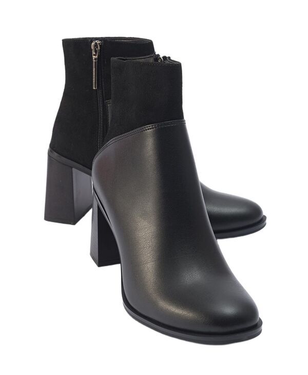 プロローグシューズ レディース ブーツ・レインブーツ ヒール Prologue Shoes Ropa Block Heel Zip Boot Women Black faux leather ブラック