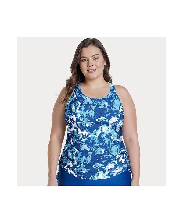 カリプサ レディース 水着 トップのみ プラスサイズ Calypsa Womens Plusize Maya Tankini Swim Top With Built In Bra Tidal wave
