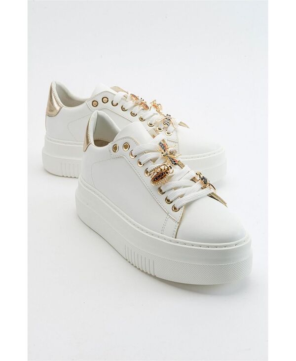 プロローグシューズ レディースニーカー Prologue Shoes Womens Ater Bee Buckle Sneakers White faux leather ホワイト