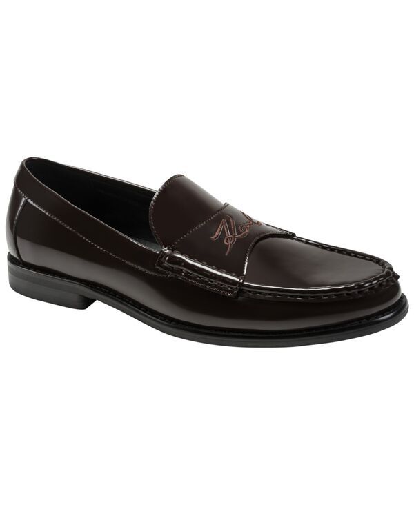 カール ラガーフェルド メンズ シューズ スリッポン・ローファー 刺繍 ロゴ KARLAGERFELD PARIS Mens Embroide red Logo SlipOn Loafers Dark