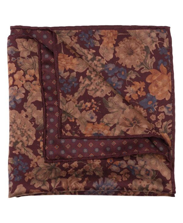 エリザベッタ メンズ アクセサリー ネクタイ シルク Elizabetta Mens Vico Double Sided Silk Pocket Square for Men Bordeaux