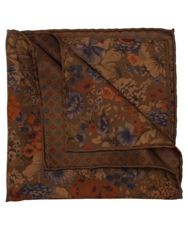 エリザベッタ メンズ アクセサリー ネクタイ シルク Elizabetta Mens Vico Double Sided Silk Pocket Square for Men Clay brown ブ
