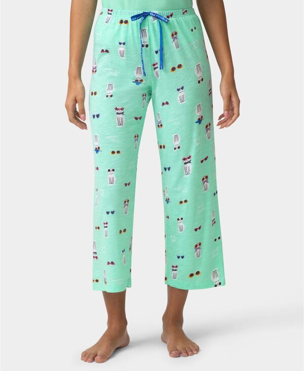 ヒュー レディース ボトムス カジュアルパンツ プリント キャップ Hue Womens Printed Capri MidRise Pants Tabbies on the Town
