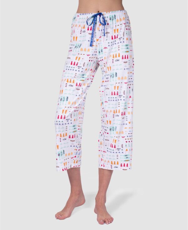 ヒュー レディース ボトムス カジュアルパンツ プリント キャップ Hue Womens Printed Capri MidRise Pants After Dinner