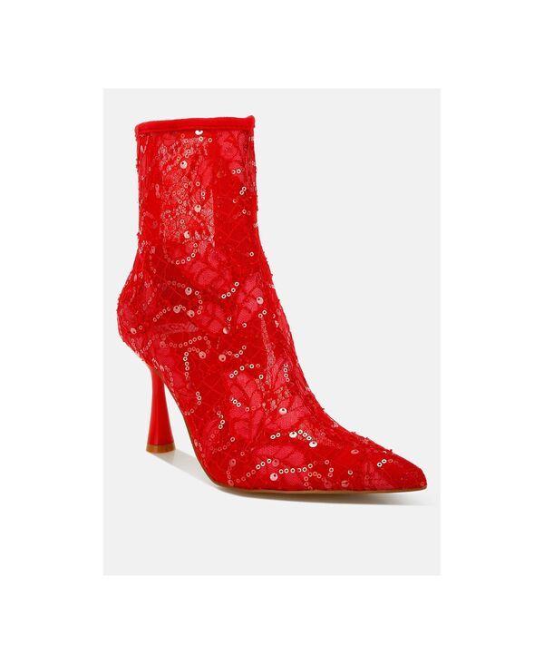 ラグアンドコー レディース シューズ ブーツ・レインブーツ スパンコール レース Rag Co Rag and Co Womensamia Sequin Lace Boots Red レッド