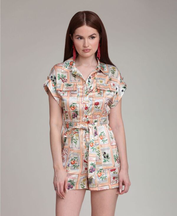 アヴェックレフィーユ レディース ボトムス ハーフパンツ・ショーツ プリント ロンパース 半袖 Avec Les Filles Womens BotanicalPrint ShortSleeve Ro