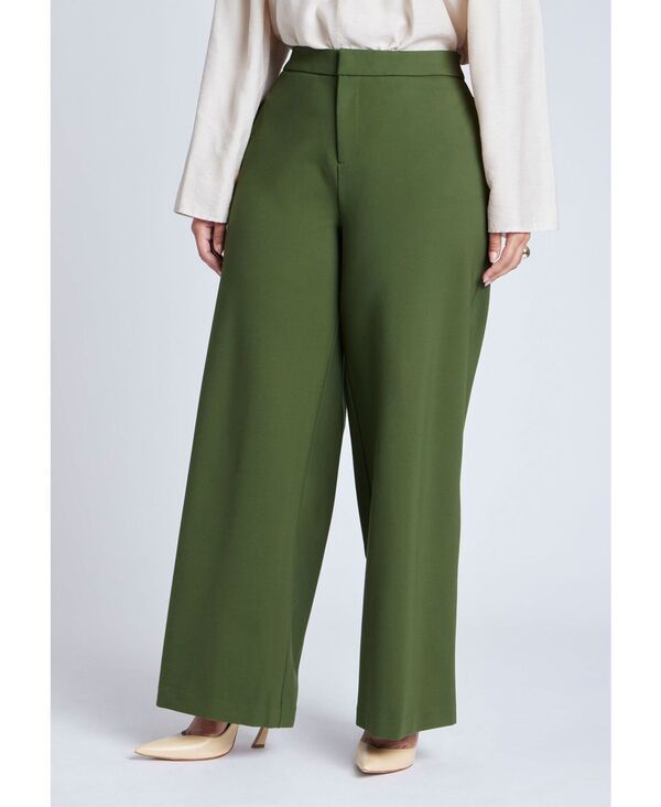 エロクイ レディース ボトムス カジュアルパンツ ワイドレッグ ELOQUII Womens The Ultimate Stretch Wide Leg Pant Dark forest green