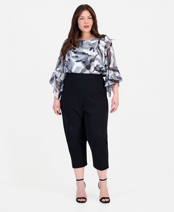 アレックスイブニングス レディース ボトムス カジュアルパンツ スリムフィット プラスサイズ クロップド Alex Evenings Plusize Cropped Slim Fit Pants Bl