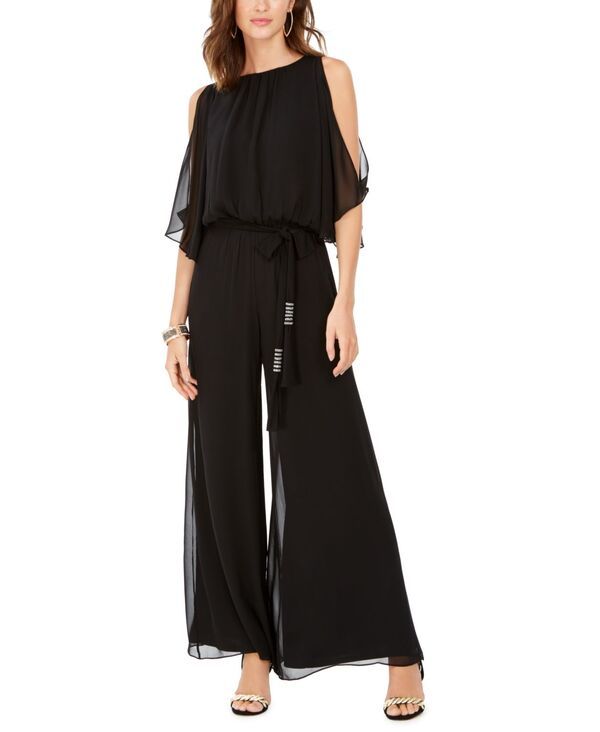 ミスク レディース トップス ジャンプスーツ MSK Womens ColdShoulder WideLeg Jumpsuit Black ブラック
