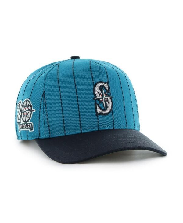 47 ブランド メンズ アクセサリー 帽子 47 Brand x Rawlings Mens TealNavy Seattle Mariners Pinstripe Hitch Adjustable