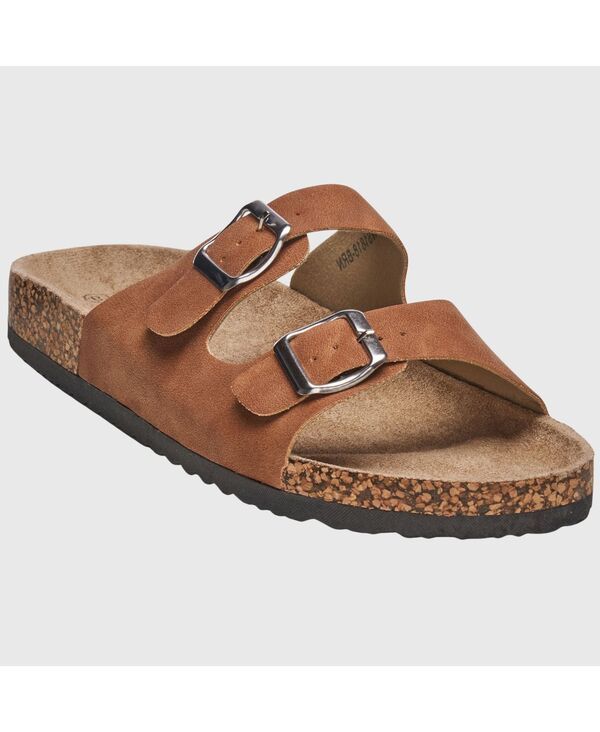 アルパインスイス メンズ シューズ サンダル Alpine Swiss MENS DOUBLE STRAP CASUAL SLIDES FLAT SANDALS Brown ブラウン