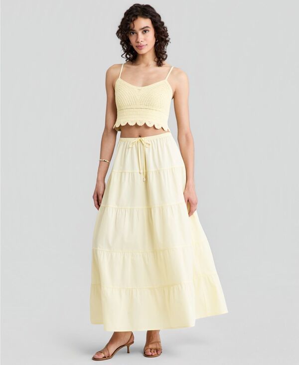 アンドノウディス レディース ボトムスカート ティアード コットン マキシ And Now This Womens Cotton Tie red PullOn Maxi Skirt Manila