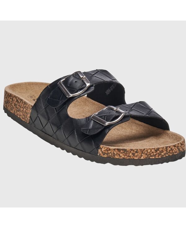 アルパインスイス メンズ シューズ サンダル Alpine Swiss MENS DOUBLE STRAP CASUAL SLIDES FLAT SANDALS Woven black ブラック