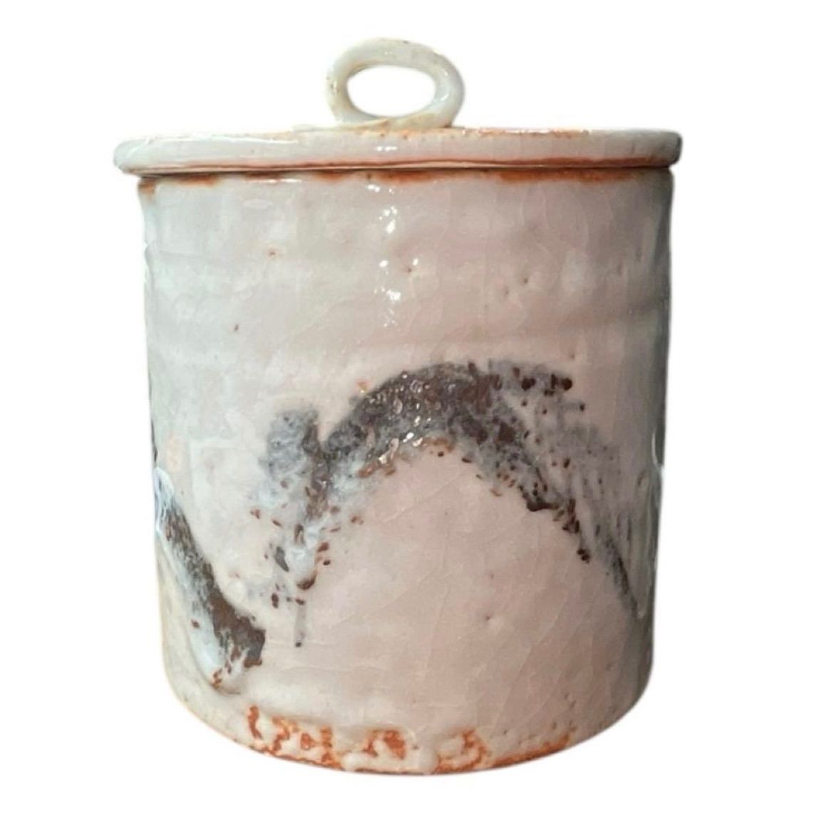 志野焼 水差し 陶器 木箱付き 志野焼 水指 水埜古麦 作 共箱付き 茶道具 - メルカリ