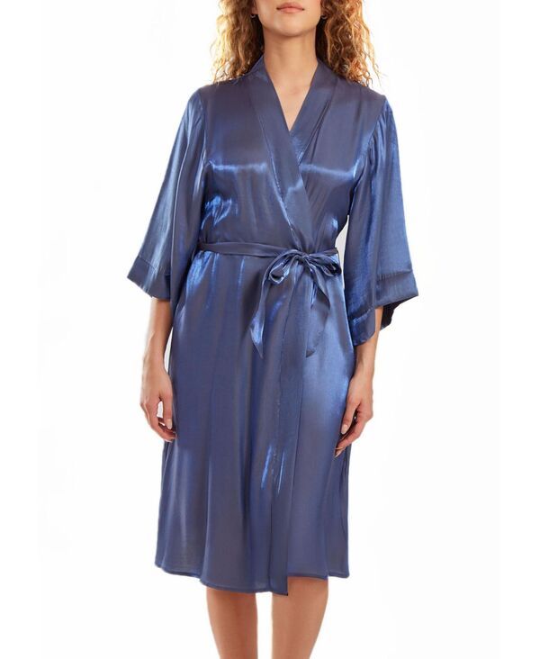 アイコレクション レディース アンダーウェア ナイトウェア プラスサイズ iCollection Skyler Plusize Irredesant Robe with Self Tie Sash a