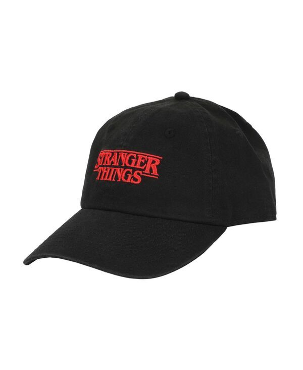 ストレンジャーシングス メンズ アクセサリー 帽子 キャップ ロゴ Stranger Things Mens Logo Black Unstructu red Baseball Cap Black ブ