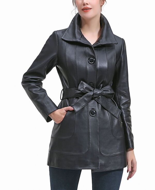ビージーエスディー レディース アウター ジャケット・ブルゾン コート レザー BGSD Womens Erika Leather Coat Black ブラック