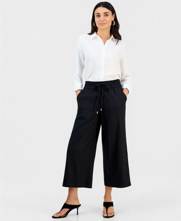 アイエヌシー インターナショナル コンセプト レディース ボトムス カジュアルパンツ プチ クロップド リネン INC International Concepts Petite Cropped Li