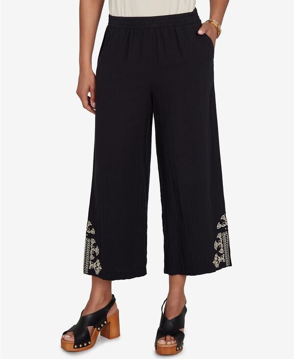 ルビーアールディー レディース ボトムス カジュアルパンツ プチ 刺繍 Ruby Rd Petitembroide red Gauze Relaxed Elastic Waistband Pants