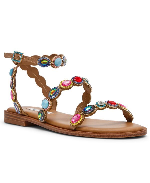 スティーブ マデン レディース シューズ サンダル Steve Madden Womens Tawnie Gemstone Round Toe Flat Sandals Bright Multi Rh