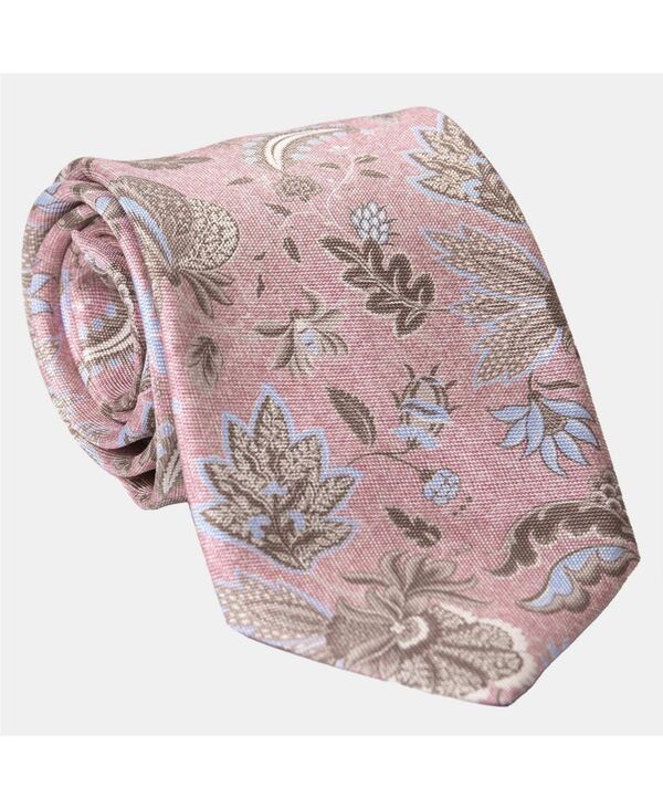 エリザベッタ メンズ アクセサリー ネクタイ プリント シルク Elizabetta Mens Medici Printed Silk Tie for Men Pink ピンク