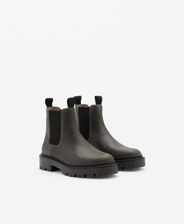 マンゴ レディース シューズ ブーツ・レインブーツ チェルシー アンクル レザー MANGO Womens Leather Chelseankle Boots Gray グレー