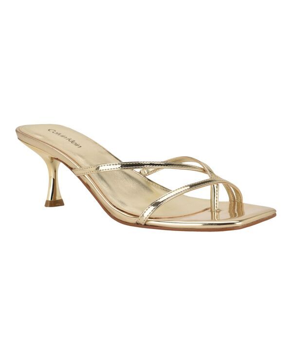 カルバンクライン レディース シューズ サンダル ヒール Calvin Klein Womens Axella Strappy Kitten Heel Dressandals Gold Mirror