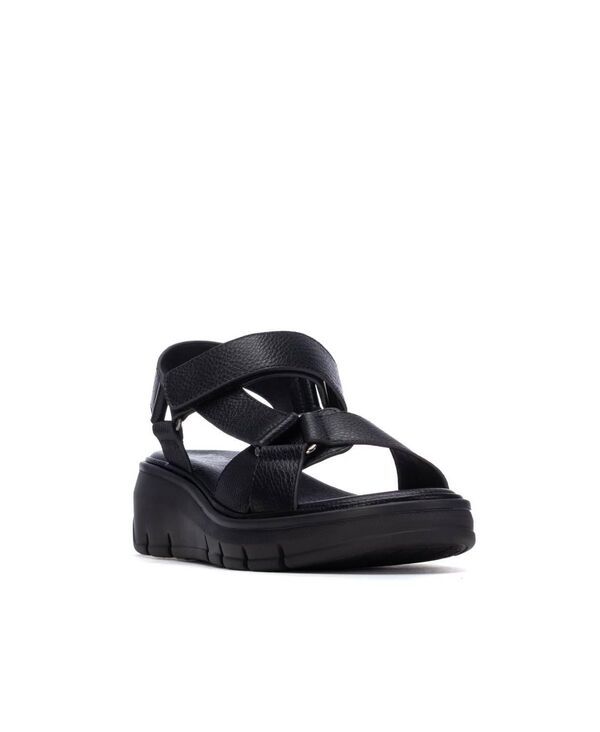 キシタイ レディース シューズ サンダル XTI Womens Comfort Wedge Strappy Sandals Black ブラック