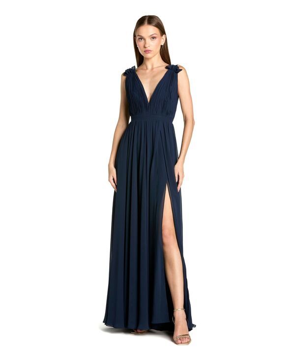 マックダガル レディース トップス ワンピース Vネック シフォン プチ プリーツ ノースリーブ Mac Duggal Petite Sleeveless Pleated Chiffon VNeck