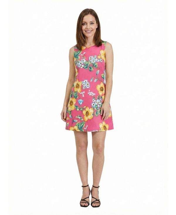 24 セブンコンフォート レディース トップス ワンピース A ライン フラワー柄 プチ ノースリーブ フラワー 24seven Comfort Apparel Petite Pink Floral